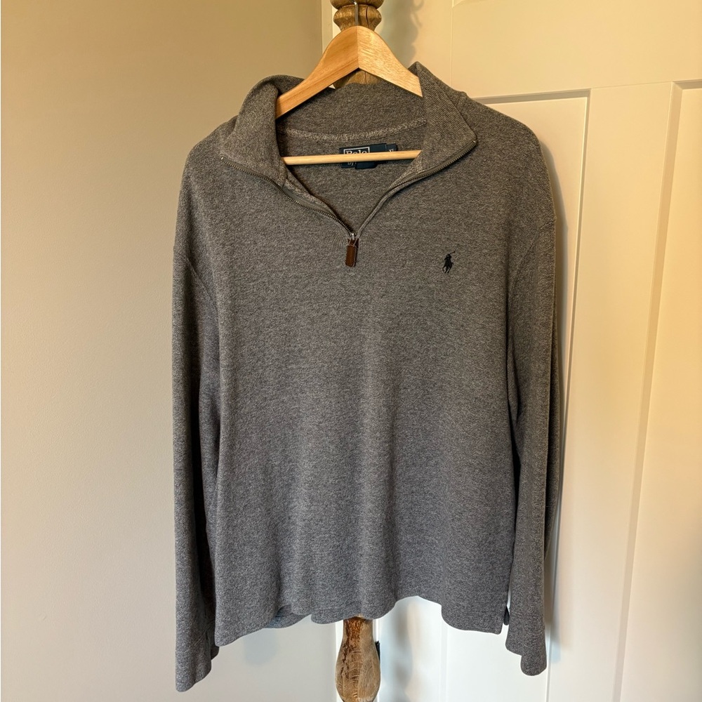 Ralph Lauren Polo Gray Quarter-Zip Sweater, XL